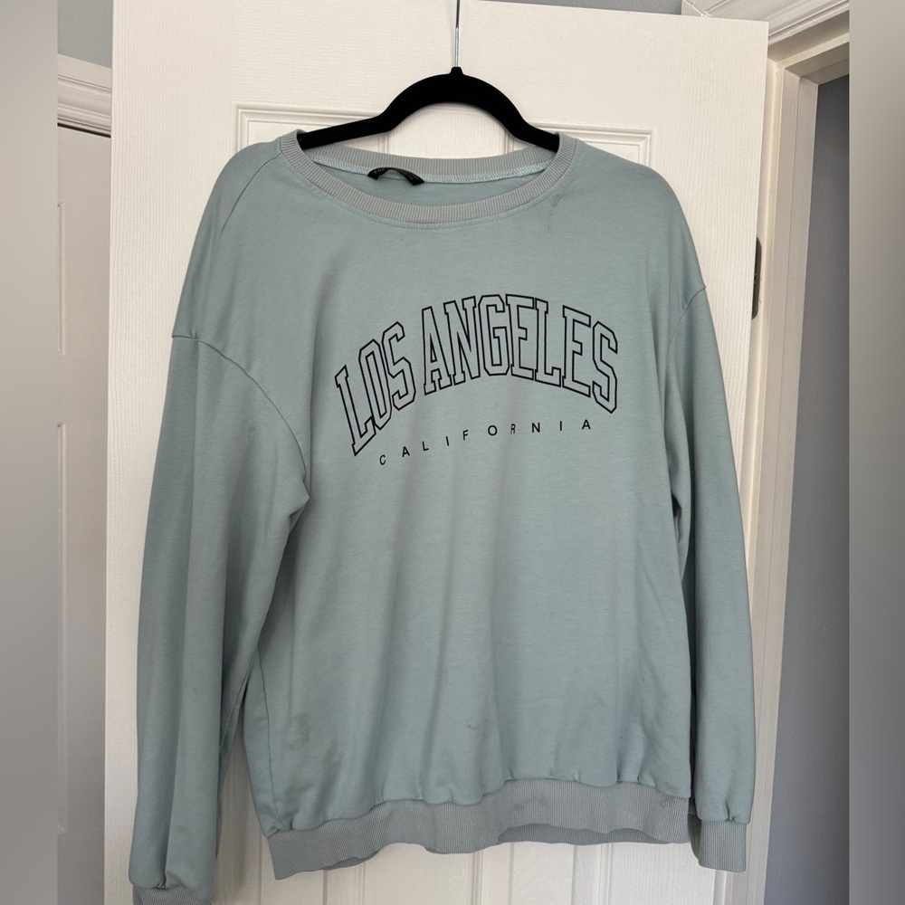 SHEIN Light Blue Los Angeles California Sweater